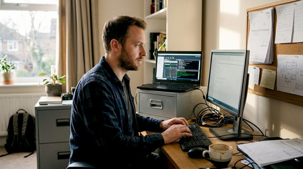 Tecnico informatico che offre assistenza a domicilio per il computer