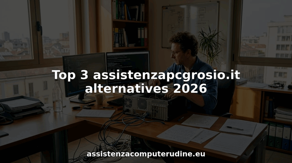 Un tecnico informatico alle prese con la risoluzione di un problema nel suo ufficio d'angolo.